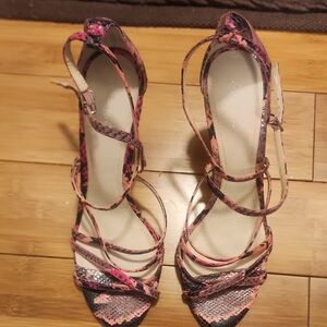 Aldo Pink and Black Snakeskin Sandals